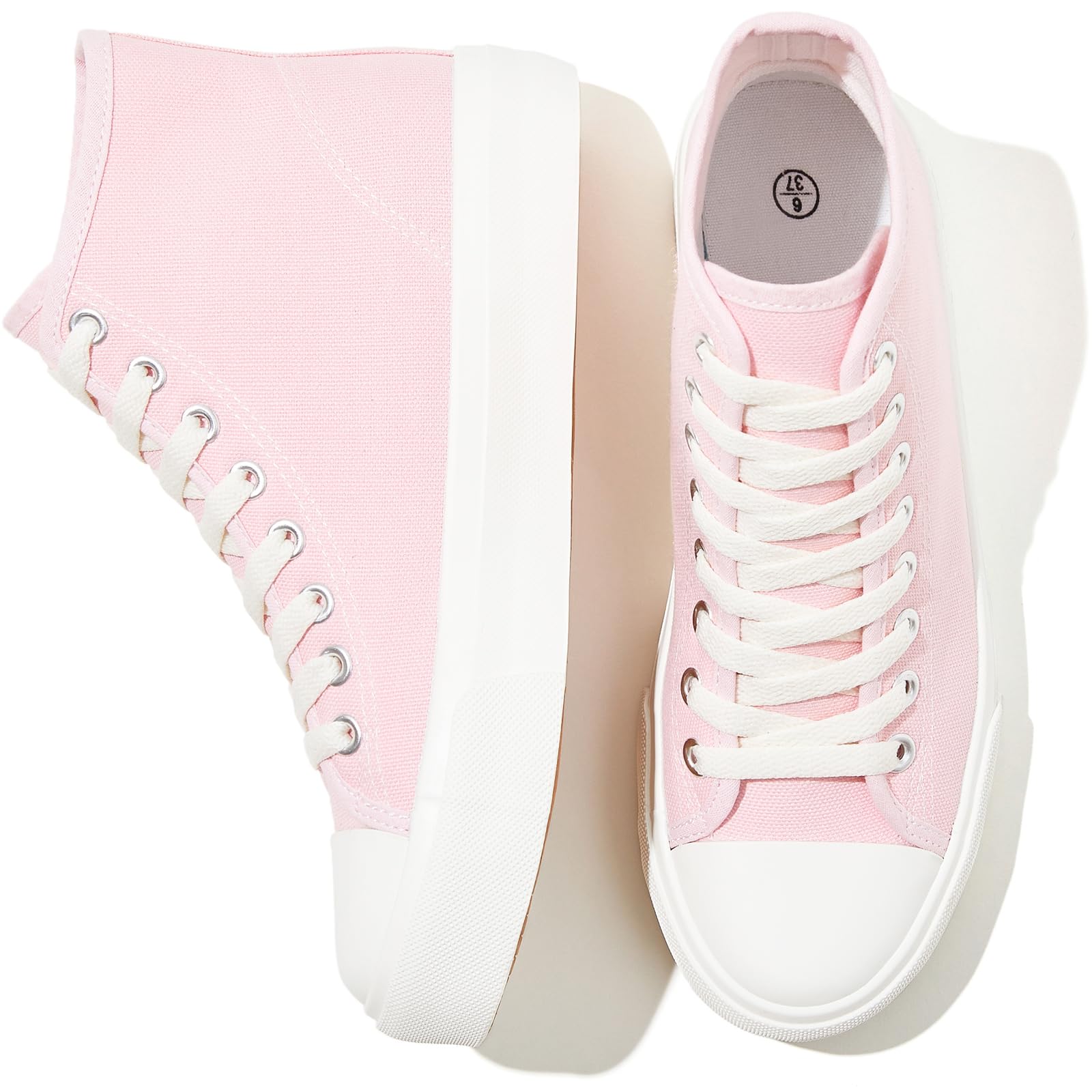 Uoidru High Top Sneakers for Women Canvas Shoes White Canvas High Tops Women Casual Shoes Lace Up Fashion Sneakers