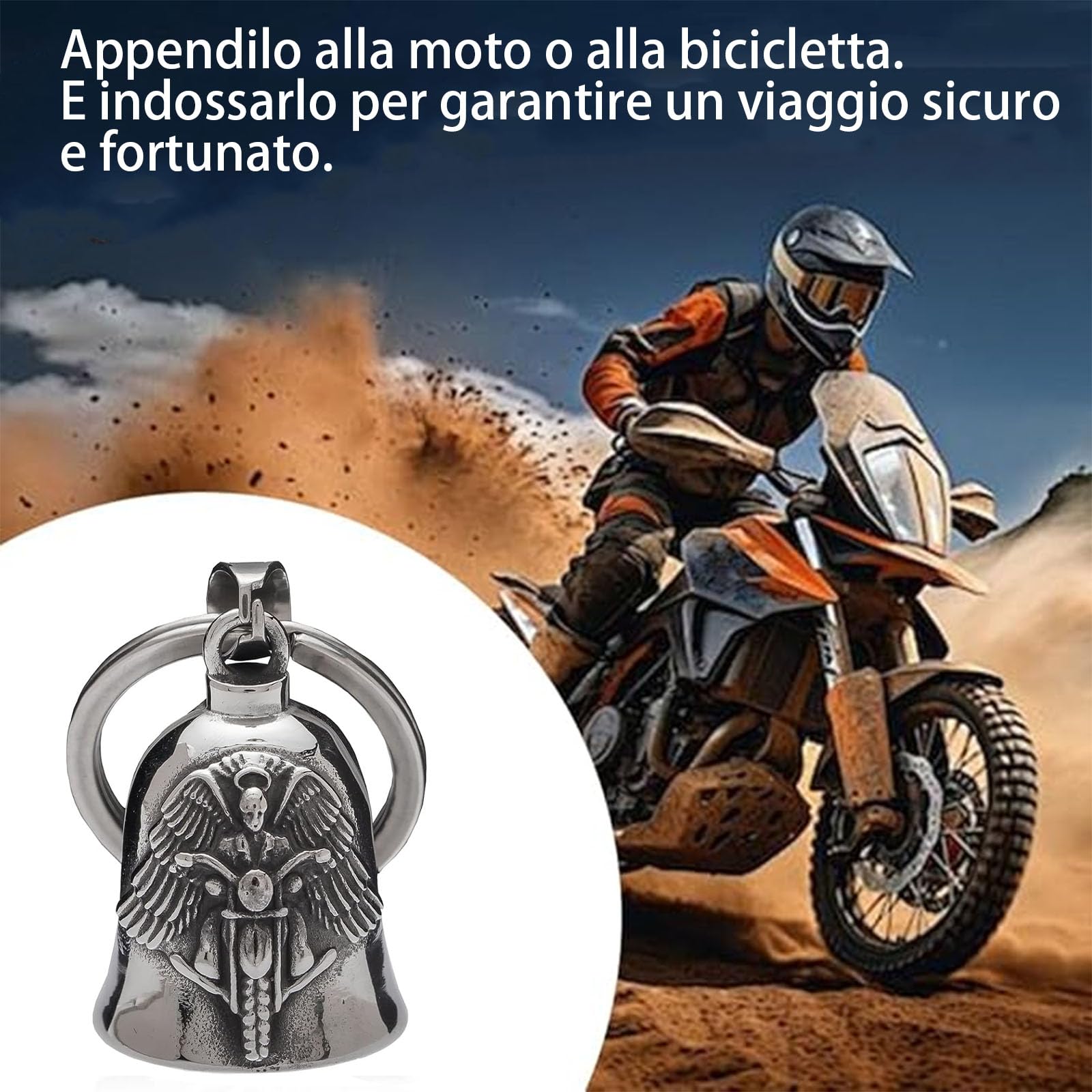 Guardian Bell, Campanello Portafortuna per Motociclisti, in Acciaio