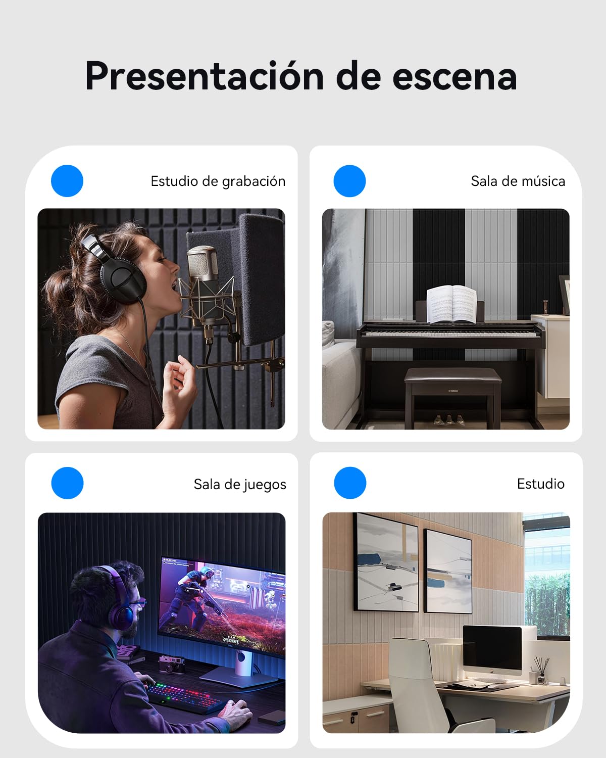 36 pieza Paneles Acústicos Cuadrados Autoadhesivos 30×30×0,9 cm, Espuma Acústicos Decorativos, Alta Densidad 230kg/m³, NRC 0,95, Cobertura 3,24㎡, para Gaming, Paredes & Puertas, Camel Claro