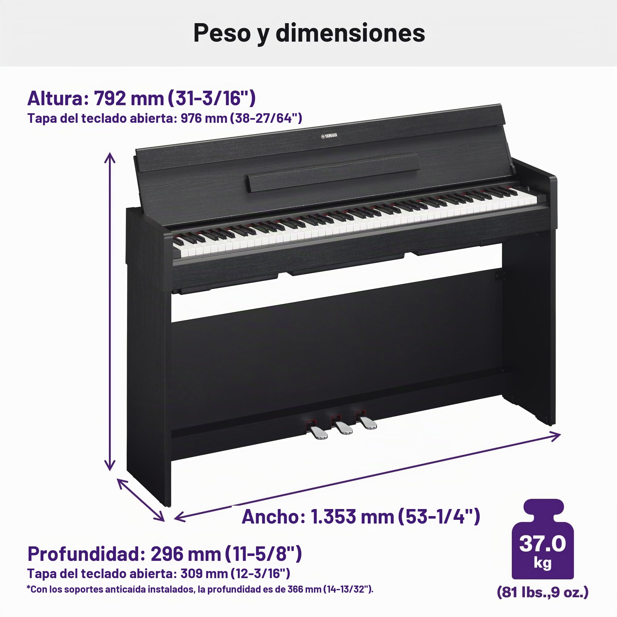 Yamaha ARIUS YDP-S35 - Piano digital elegante para aficionados, para una experiencia similar a la de un piano acústico, adecuado para cualquier rincón de la casa, en blanco