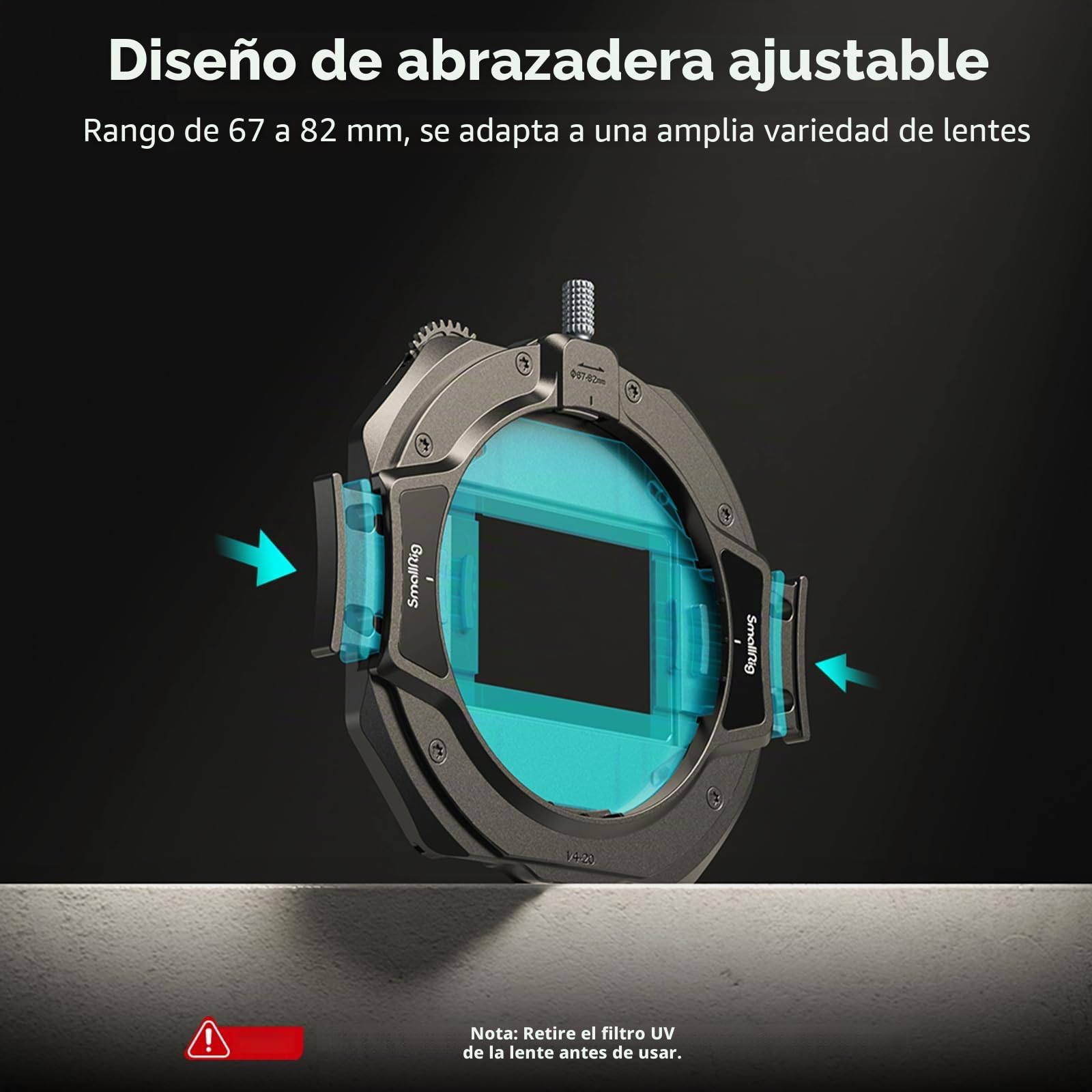 SMALLRIG Matte Box (Lite) de Liberación Rápida con Abrazadera Ajustable de 67 mm a 82 mm (2,6 a 3,2 Pulgadas), Diseño Compacto sin Viñeteado con Marco de Filtro de 4 x 5,65", Bandera Superior - 4409