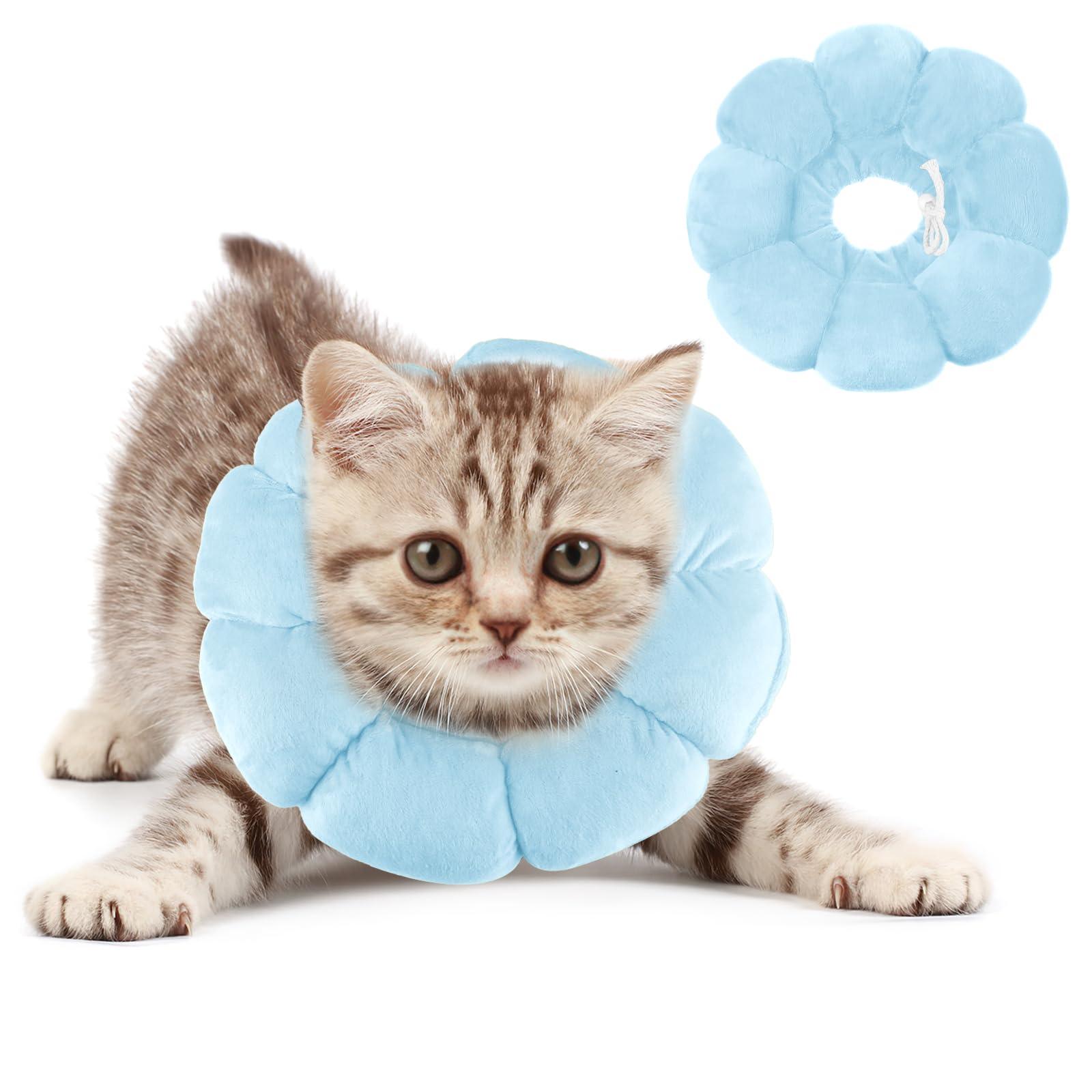 Moosono Cat Collar, Adjustable Cat Collar | Soft Flowers Cat Collar, Cat Collar for After Surgery and Injuries, Collars for Small Cats Dogs, Blue-image-25