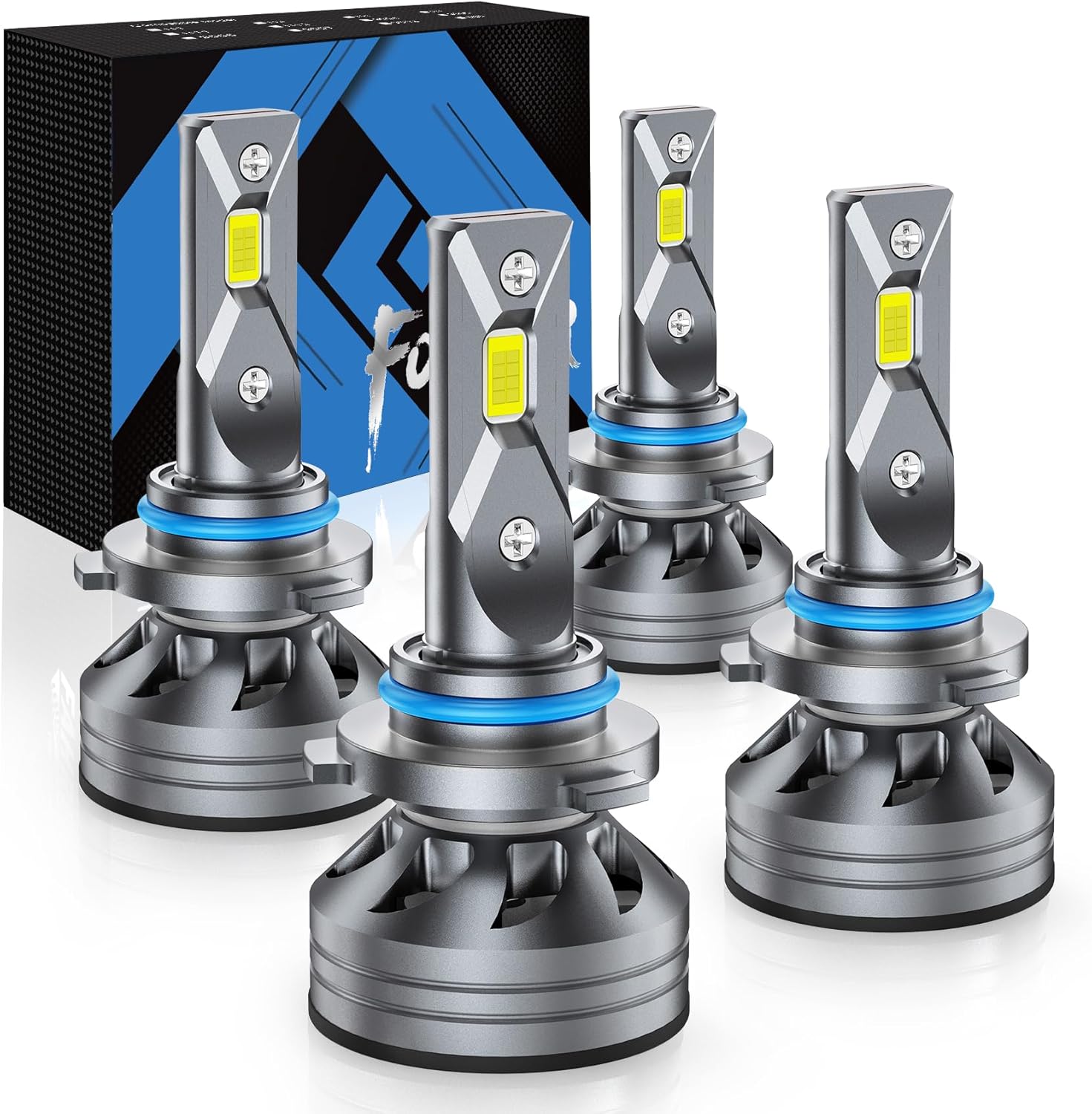 FORENNER 9005/HB3 9006/HB4 LED Driving Light Bulb, 1200% Ultra-Bright 6500K White, 1:1 Size Easy Install HB3 HB4 Fog Light Bulbs, CANbus Ready, Back Up Light Assemblies Pack of 4