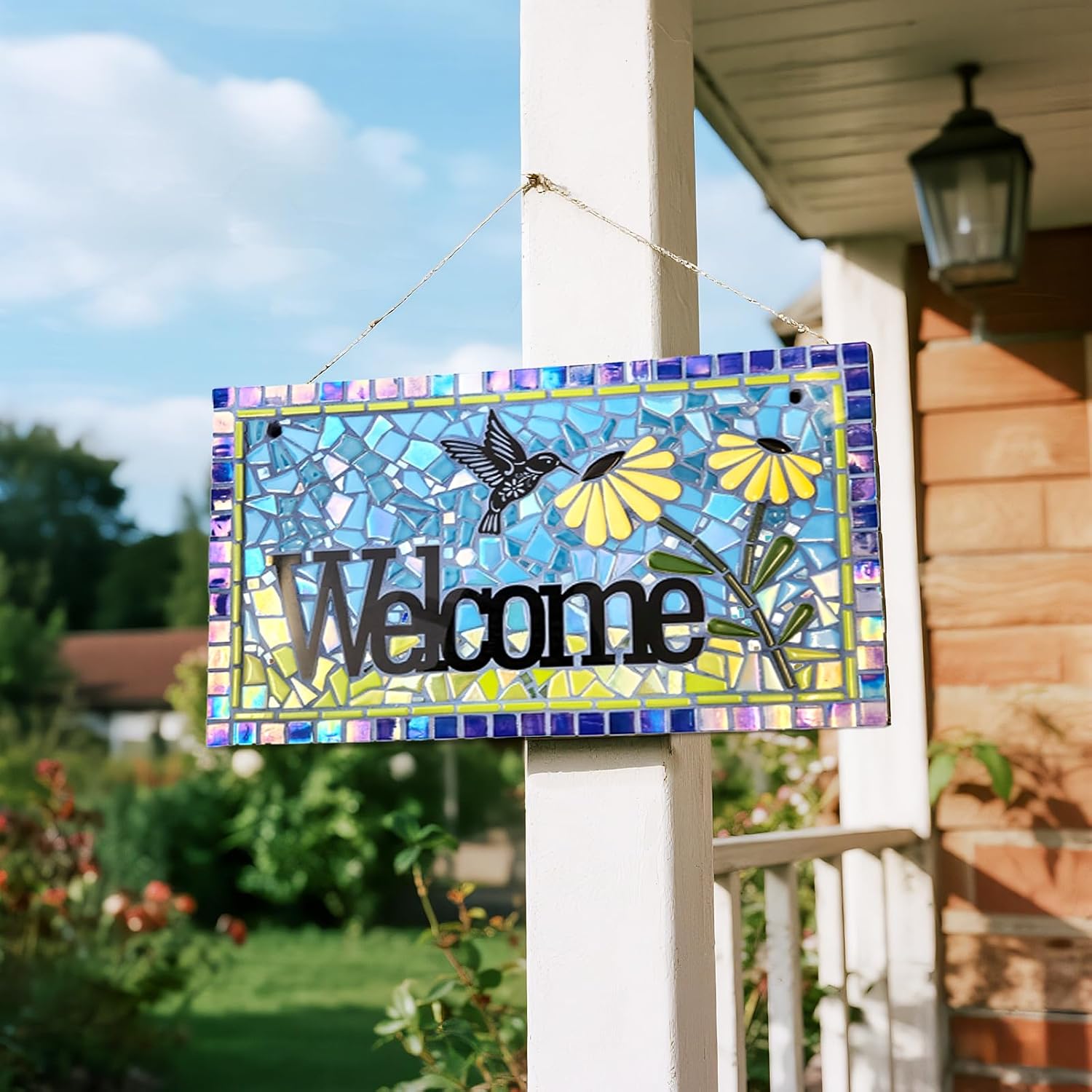 Youway Style 200g Iridescent Glass Mosaic Tiles for Crafts Bulk,Sky Blue image 3