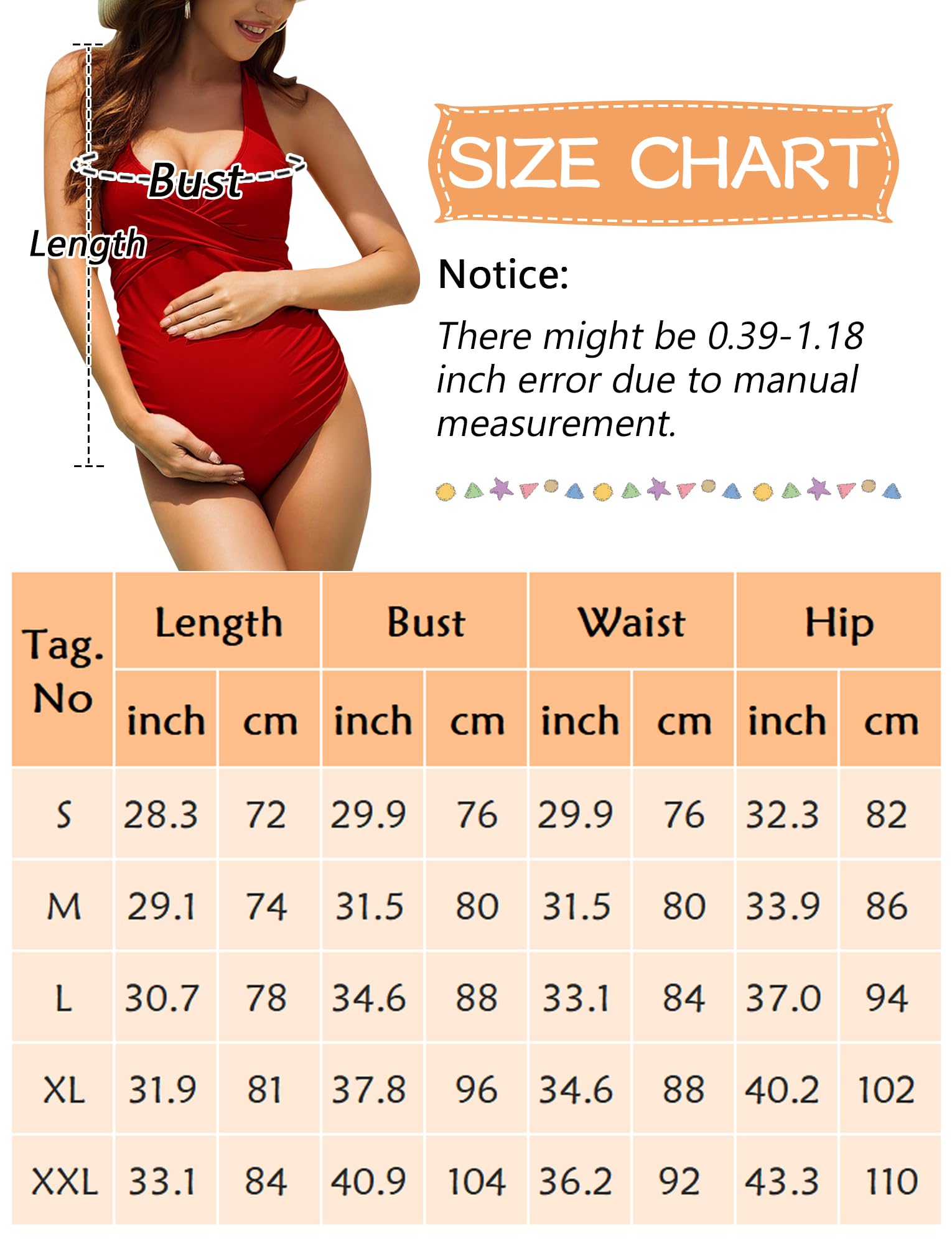 FEOYA Costume da Bagno Premaman Un Pezzo Pregancy Anteriore Croce Bikini Mare Spiaggia con Spalline Adjuatable per la Gravidanza S-XXL