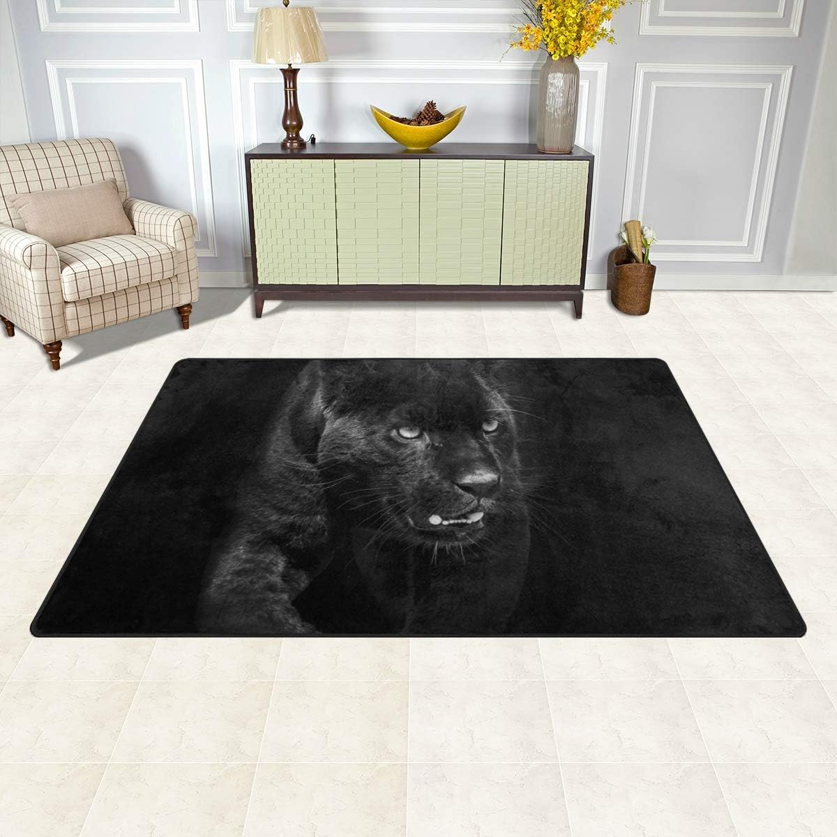 senya Indoor Modern Area Rugs Mats Panther in Dark Living Room Rug Bedroom Floor Mat 60" x 39"