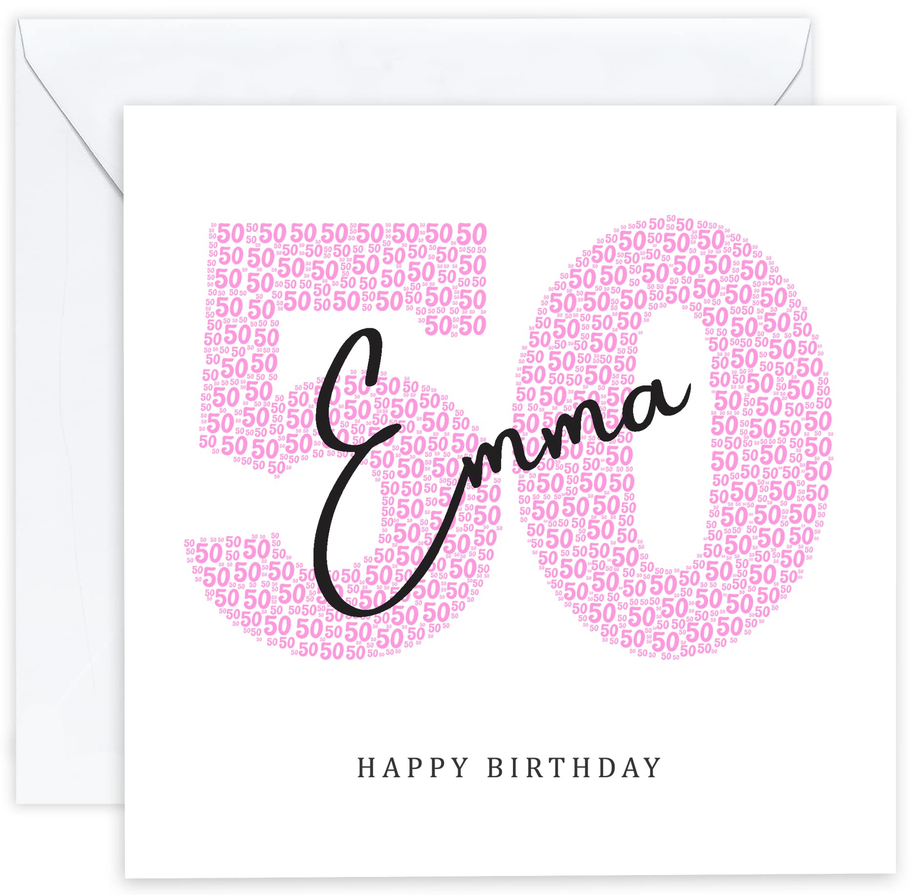 Personalised 50th Birthday Card - Fiftieth Birthday Card for 50 Year Old Women Mum Mother Gran Nan Grandmother Sister Wife Woman Nanny Friend Her (Age 50) — image 1