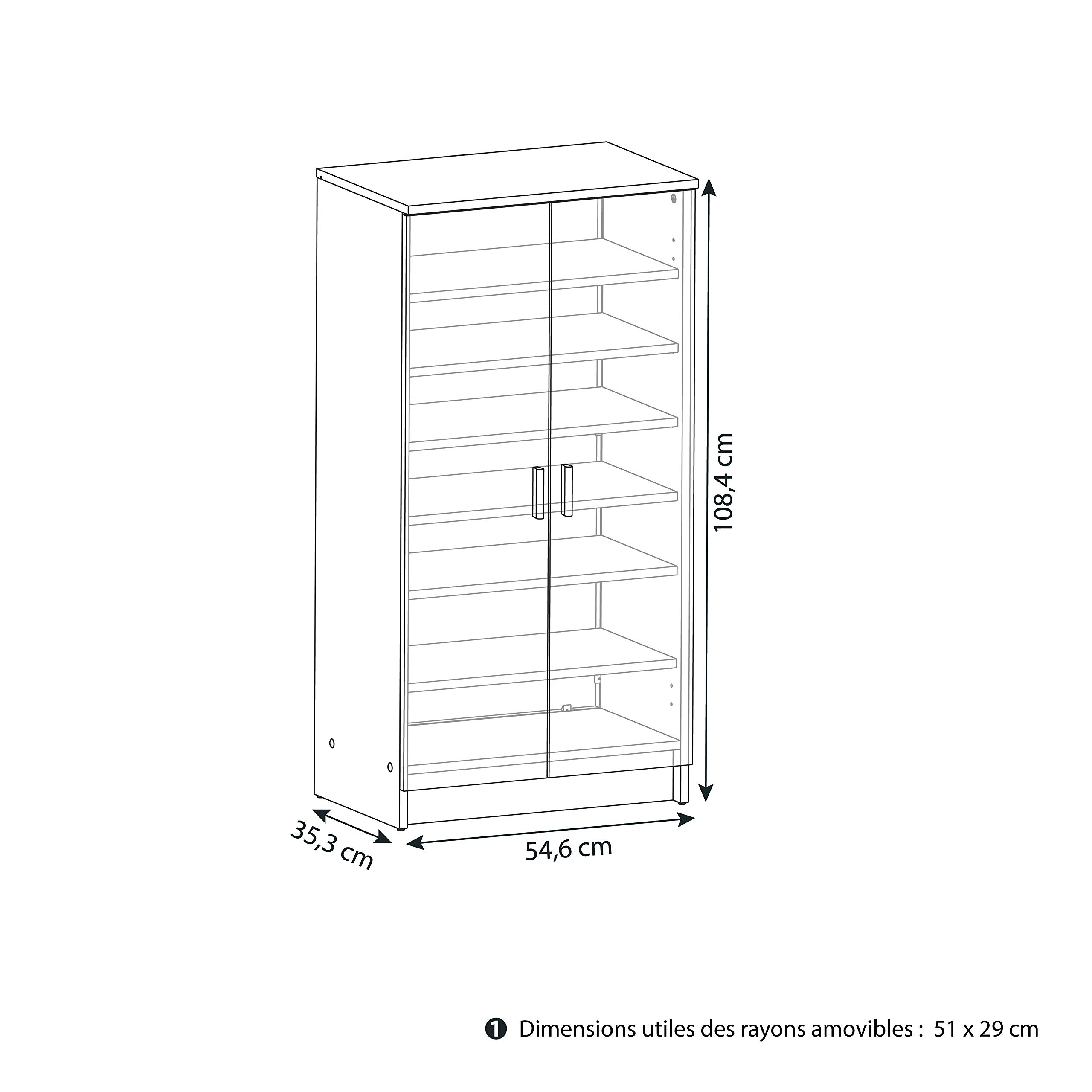 Demeyere – Meuble Chaussure Couleur Chêne – Rangement de 21 Paires de Chaussures grâce à 6 Etagères Amovibles – Armoire Fabriqué en France