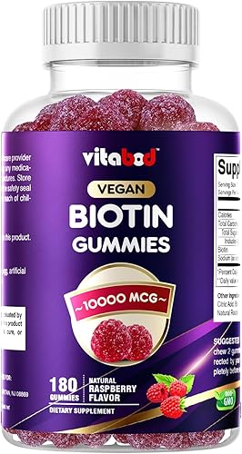 Gomitas de biotina de 10000 mcg para el crecimiento saludable del cabello, la piel y las uñas, vitaminas para mujeres, hombres y niños, vegano, sin