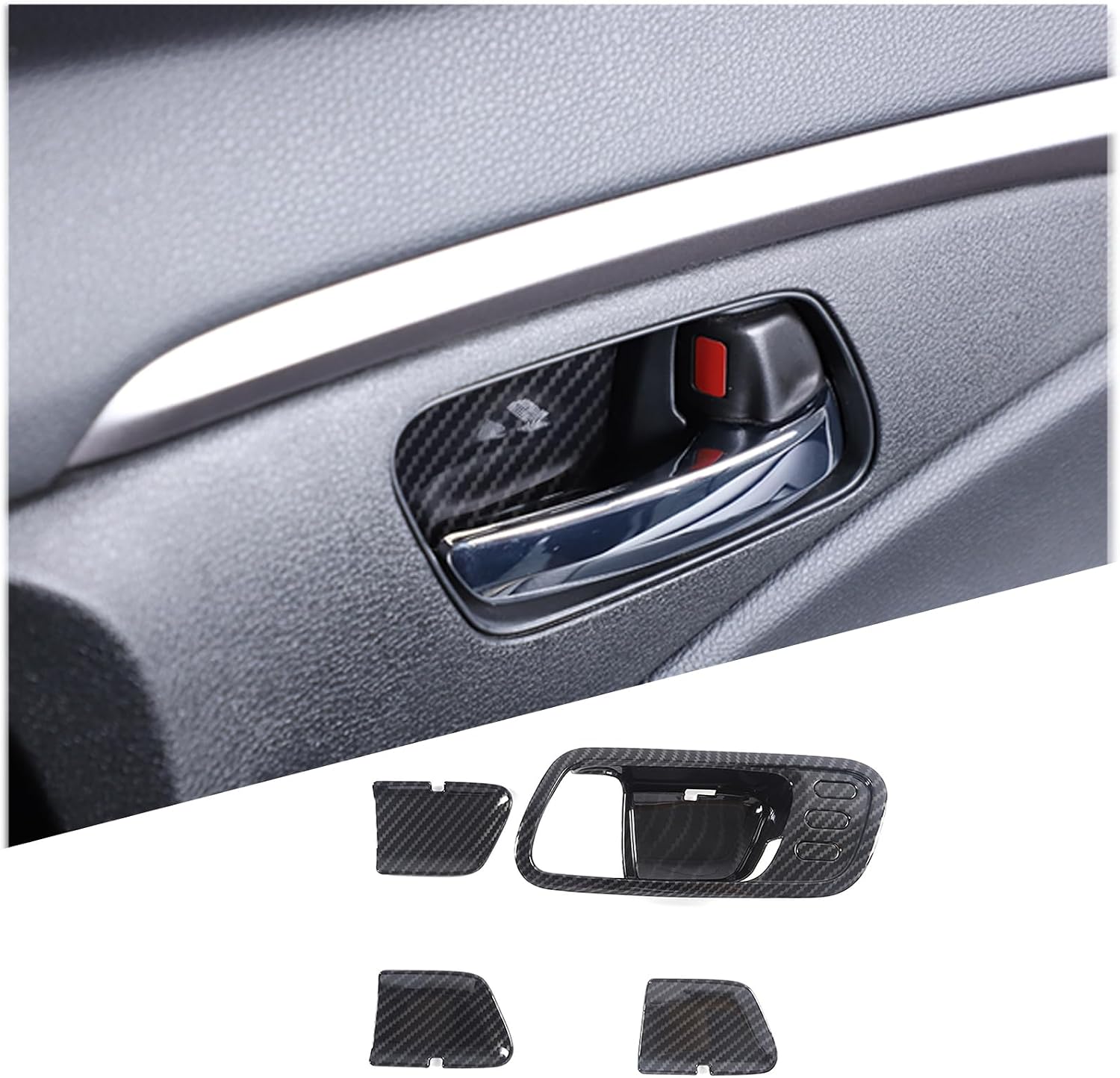 Inner Door Handle Bowl Cover Trim Car Inner Door Bowl Protector Fit for Honda Pilot 2016-2022 ABS Interior Door Handles Cover Trim 4PCS Red (Carbon Fiber Texture)