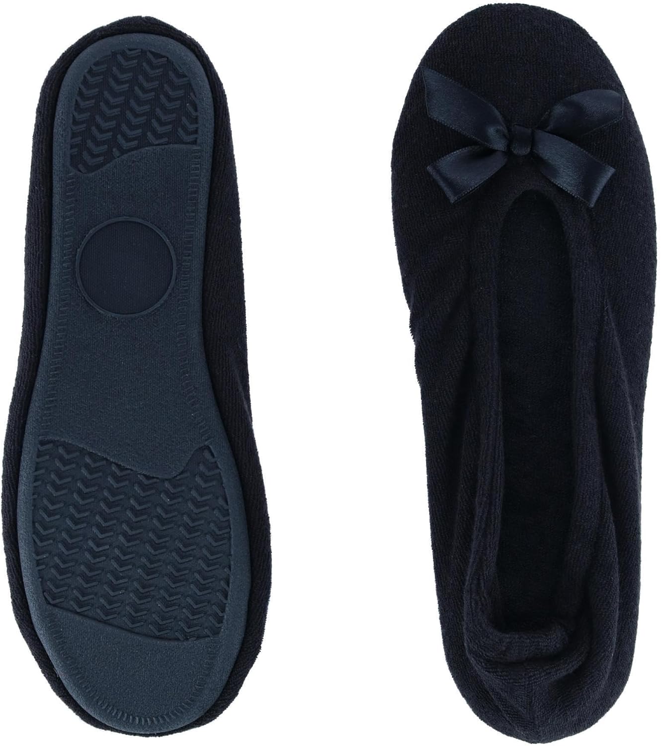 CTM Women's Terry Ballerina Slipper House Shoe (Pack of 2)