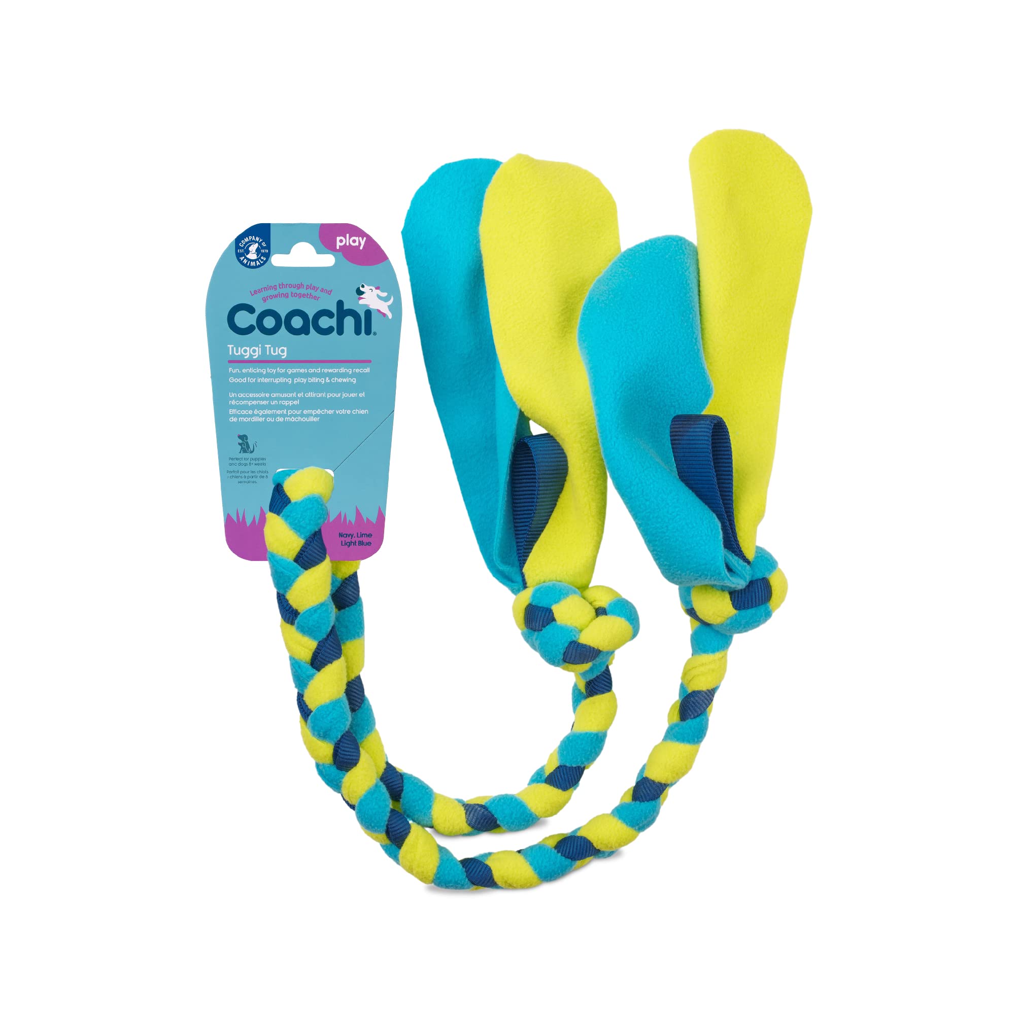 Coachi Tuggi Tug - Interactive Dog Toy for Tug of War & Play. Strong & Comfortable, Fun Reward Training, Great for Recall, Interrupting Biting & Chewing. Ideal for Agility and Suitable for Puppies