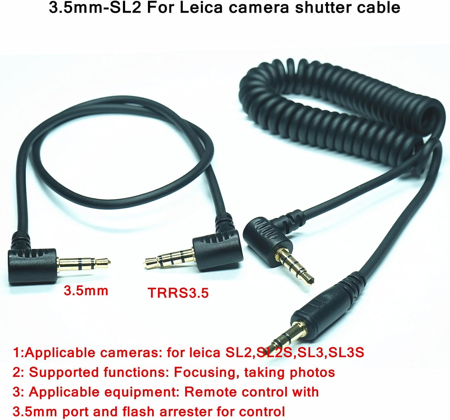 3.5MM-SL2(TRRS3.5) for Leica Camera Shutter Release Cable is Suitable to SL2/SL2S/SL3/SL3S Focusing and Photography Cables Focusing and Photo-Taking Function (3.5mm-SL2 2pcs)