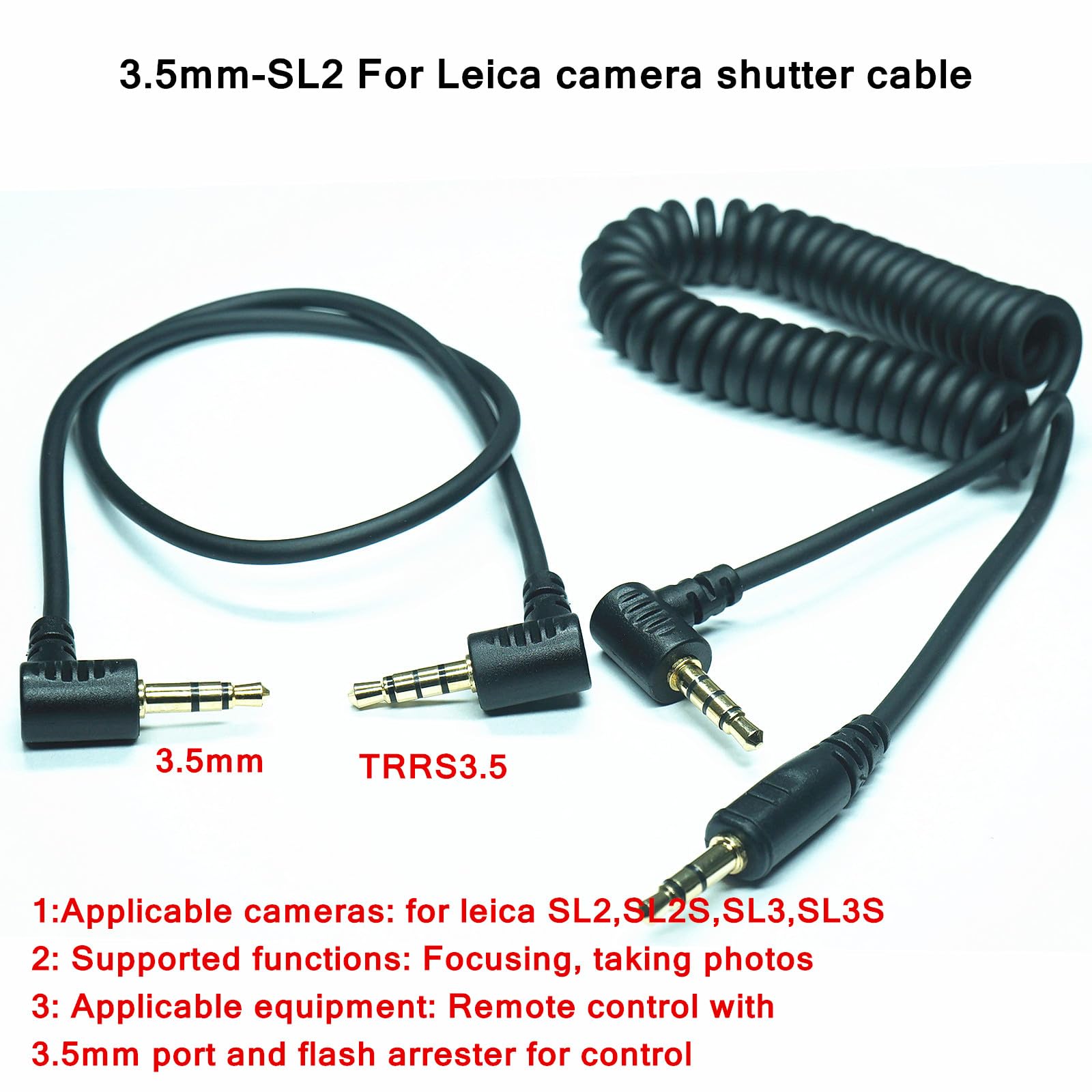 3,5 MM-SL2 (TRRS3.5) do kabla zwalniającego migawkę aparatu Leica jest odpowiedni do kabli SL2/SL2S/SL3/SL3S, funkcja ustawiania ostrości i robienia zdjęć (3,5 mm-SL2 2 szt.)