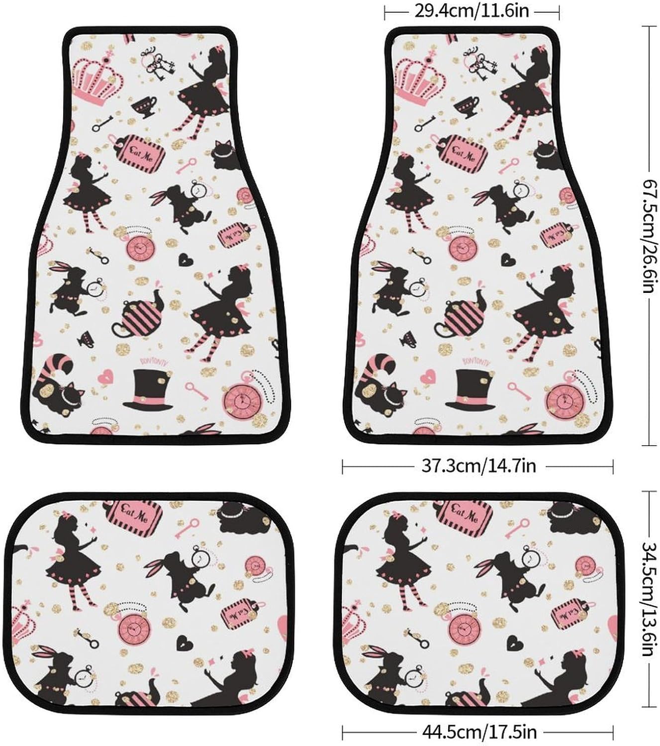 カーマット 不思議の国のアリス 車用フロアマット 4枚セット 車用 保護 カー用品 軽自動車/普通車/Suv 防水 汚れ防止 滑り止