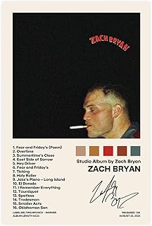 Zach Bryan Posters Zach Bryan Music Album Cover Artwork and Tracklist Posters Canvas Wall Art Prints Aesthetic Home Decor for Bedroom Living Room 12x18 Inch(30x45cm)