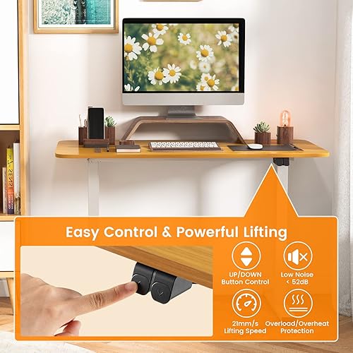 Miniatura 8 de Tangkula Escritorio eléctrico de pie, escritorio ergonómico de altura ajustable, agujero de gestión de cables integrado, estación de trabajo de pie