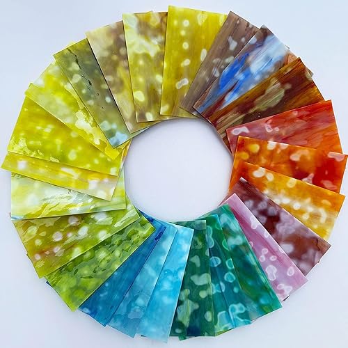 Miniatura 41 de LITMIND Paquete variado de 24 hojas de vidrieras transparentes de catedral, 4 x 6 pulgadas, vibrantes vidrios de arte arcoíris para atrapasoles