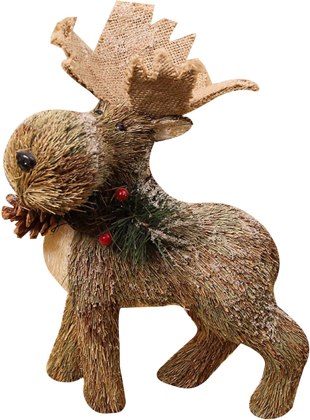 Straw Woven Christmas Elk Ornament Simulation Figurine Handmade for Home Xmas Festival Party Decoration Supplies