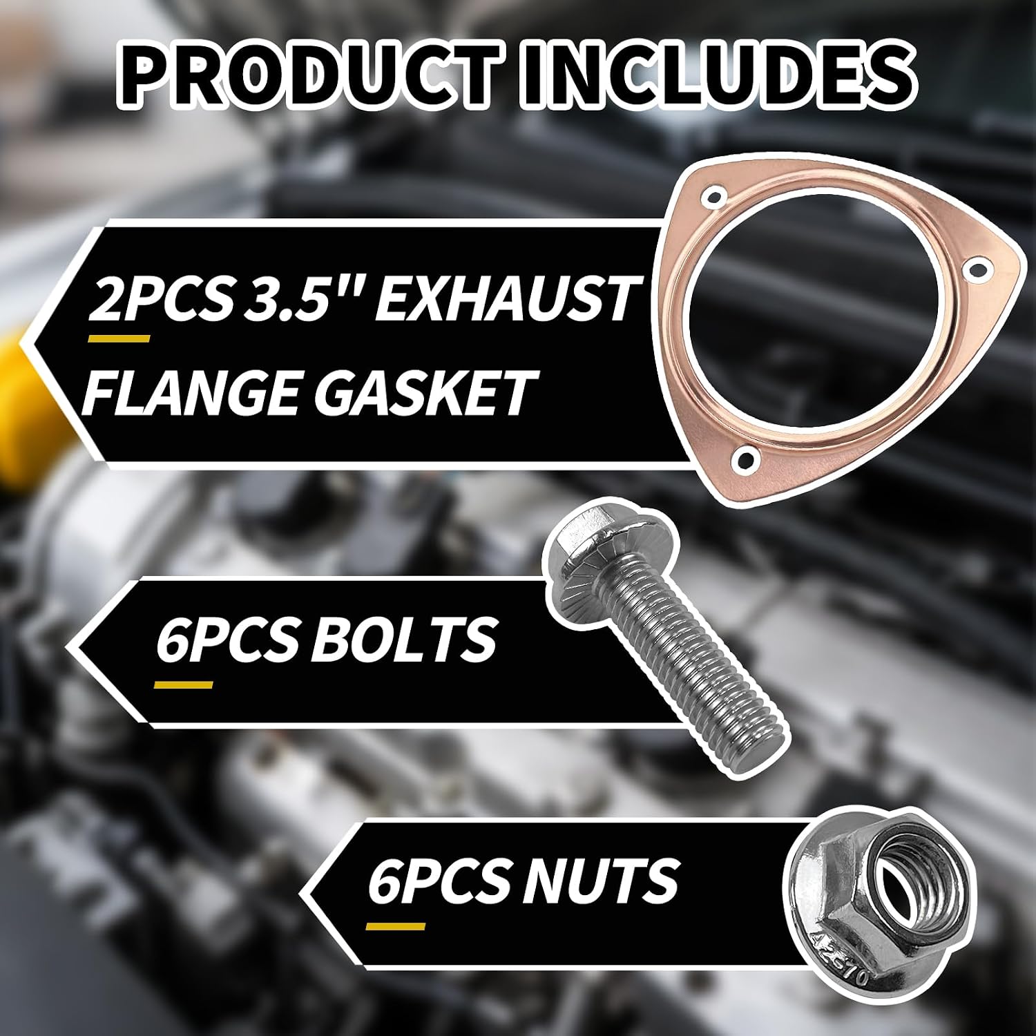 3.5" Copper Header Collector Gasket Bolt Kit for SBC BBC Chevy V8