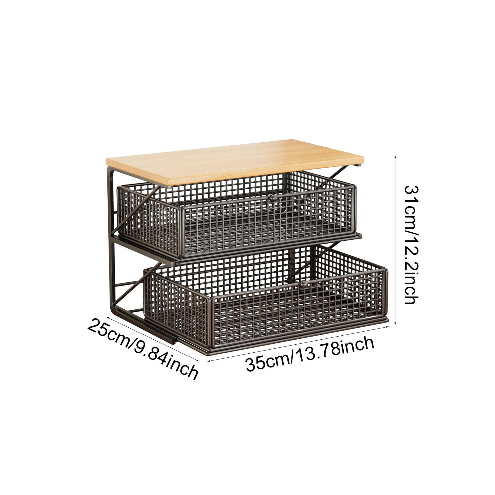 Coffee Station Organizer Küchenregal mit Schublade Und Fächern Zur Aufbewahrung von Tassen Becher Tee Kaffeezubehör für Kaffeebar Esszimmer Küche, Black S