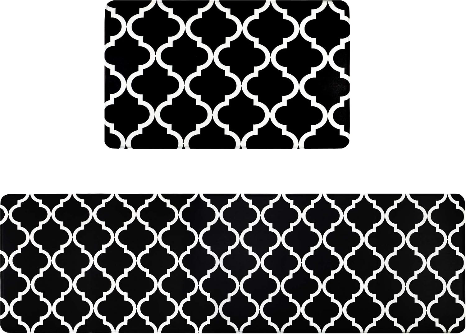 Homcomoda 2Piece Anti Fatigue Kitchen Floor Mat Comfort Heavy Duty Standing Mats Waterproof Non Slip Kitchen Rugs Indoor Outdoor (Black, 18"×29" +18"×59"/0.39")