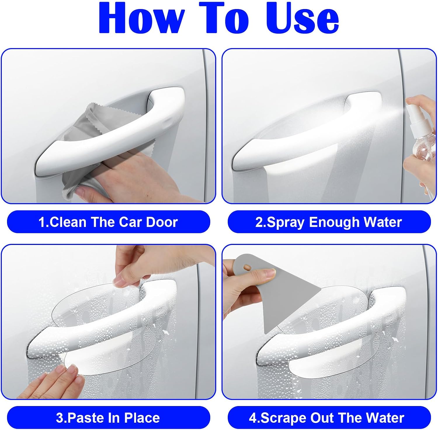 20Pcs Car Door Handle Potector, Clear Cars Door Handles Scratch Protector, TPU Protective Film Doors Sill Protectors for Vehicles, Cars Doors Edge Guards for Most Car Handle
