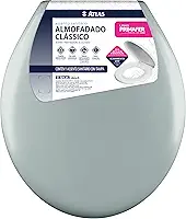 Atlas - Assento Sanitário Plástico Almofadado Clássico com Kit de Fixação, Cor Cinza