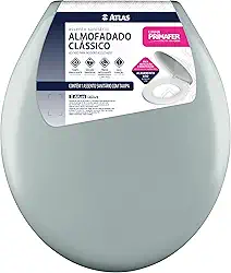 Atlas - Assento Sanitário Plástico Almofadado Clássico com Kit de Fixação, Cor Cinza