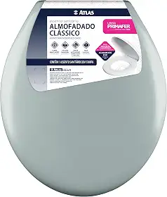 Atlas - Assento Sanitário Plástico Almofadado Clássico com Kit de Fixação, Cor Cinza