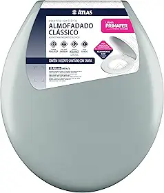 Atlas - Assento Sanitário Plástico Almofadado Clássico com Kit de Fixação, Cor Cinza