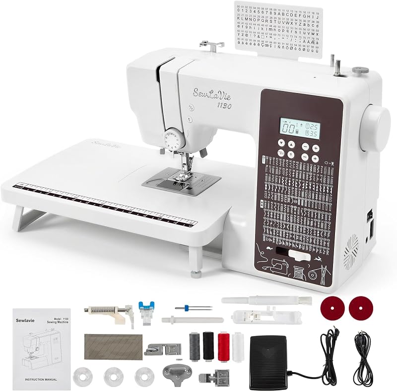 1130 Computerized Sewing and Quilting Machine with 300 Stitches | Ideal for various fabrics, clothes making & quilting. Best for home sewists. Large work surface, LCD & speed control