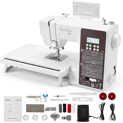 1130 Computerized Sewing and Quilting Machine, 300 Stitches, LCD Screen, 1-Step Buttonhole, Speed Control, Wide Table, Sewing Machine for Clothes & Jeans, Sews Multiple Layers of Denim
