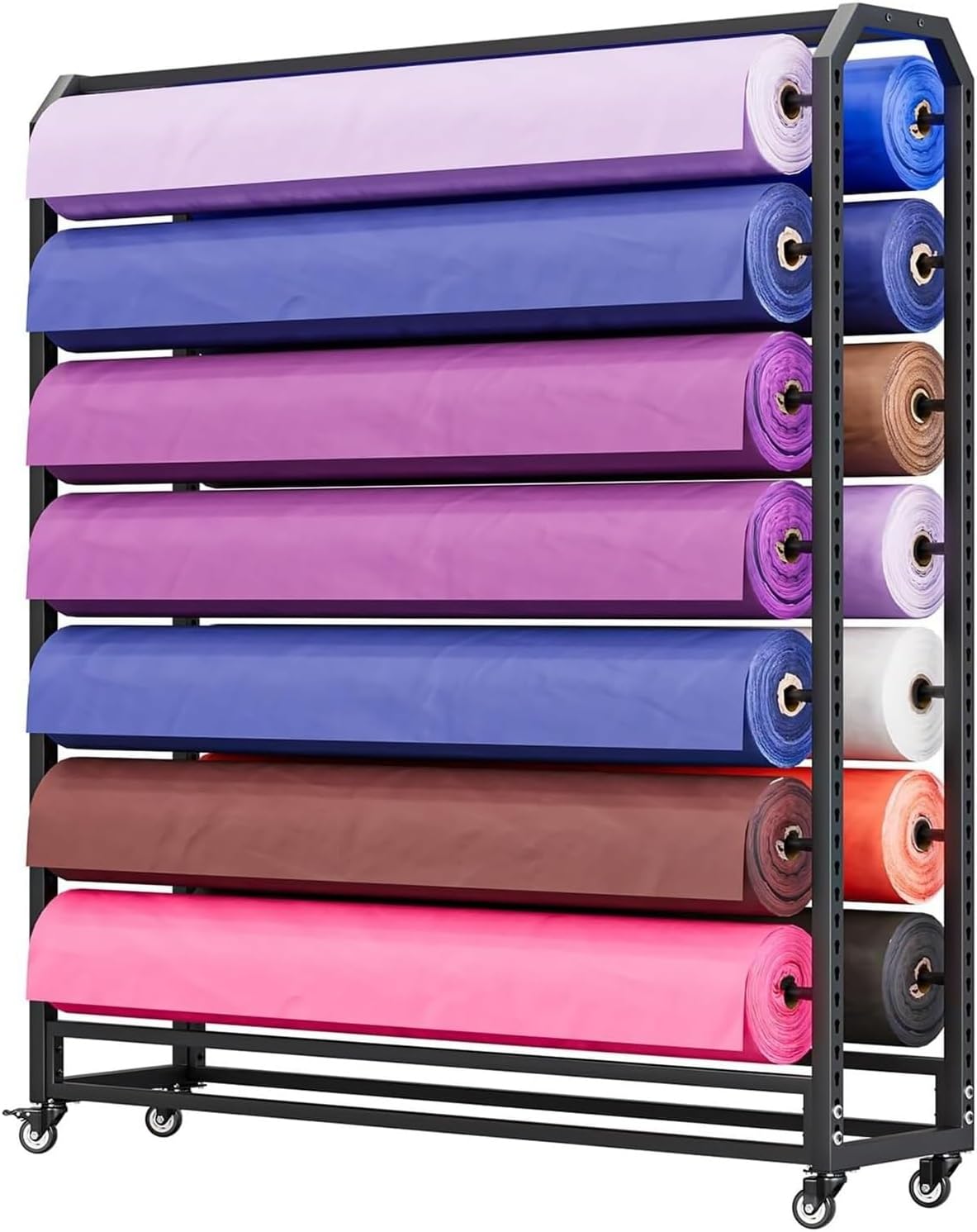 Movable Car Window Film Storage Rack - Space-Saving Organizer for Vinyl Spools, Car Wraps & Tablecloths - 20 Rods, 130cm Wide, Ideal for Commercial Use