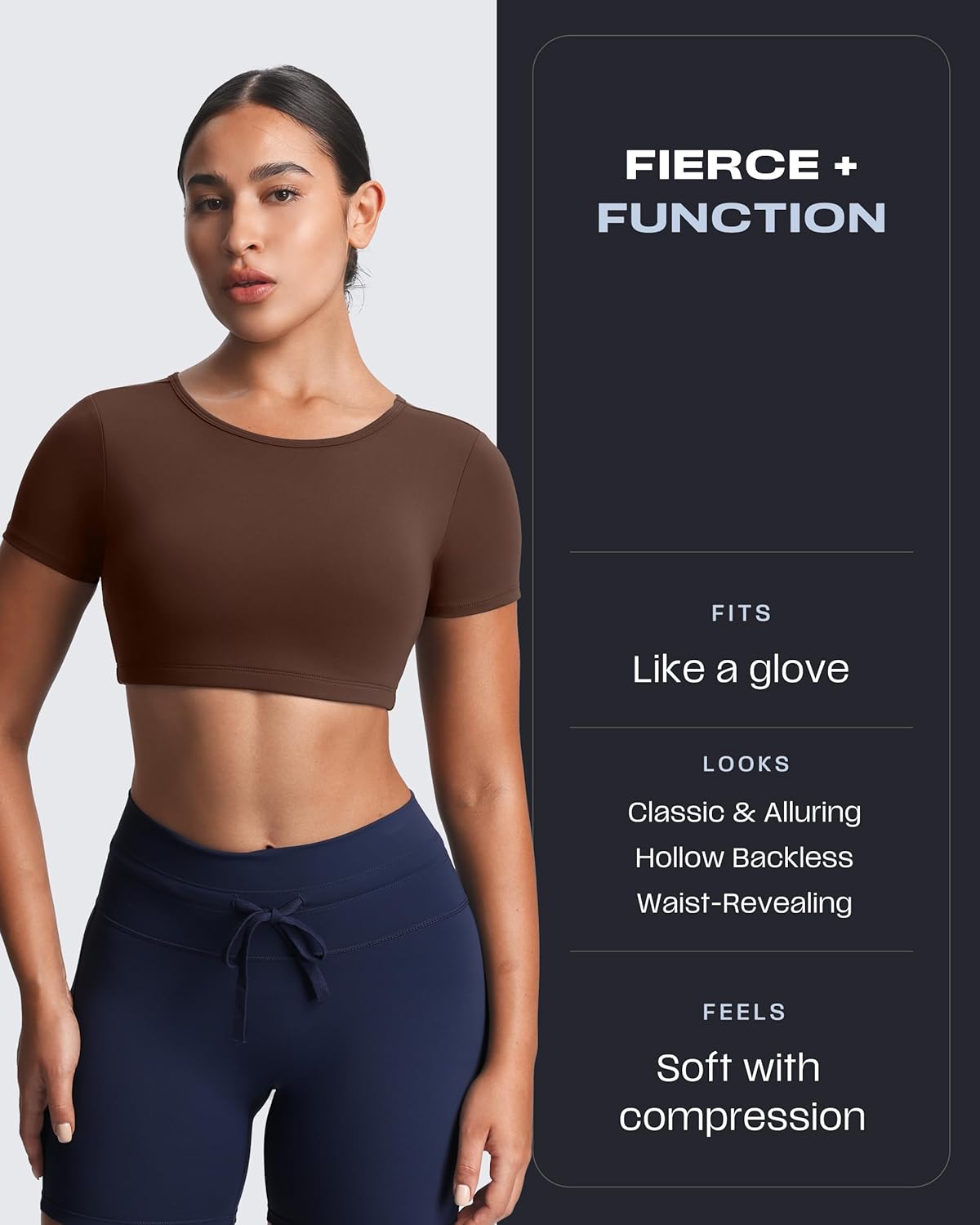 Aoxjox Short Sleeve Crop Tops for Women Clarissa Hollow Back Workout Cropped T Shirt Top - Image 3