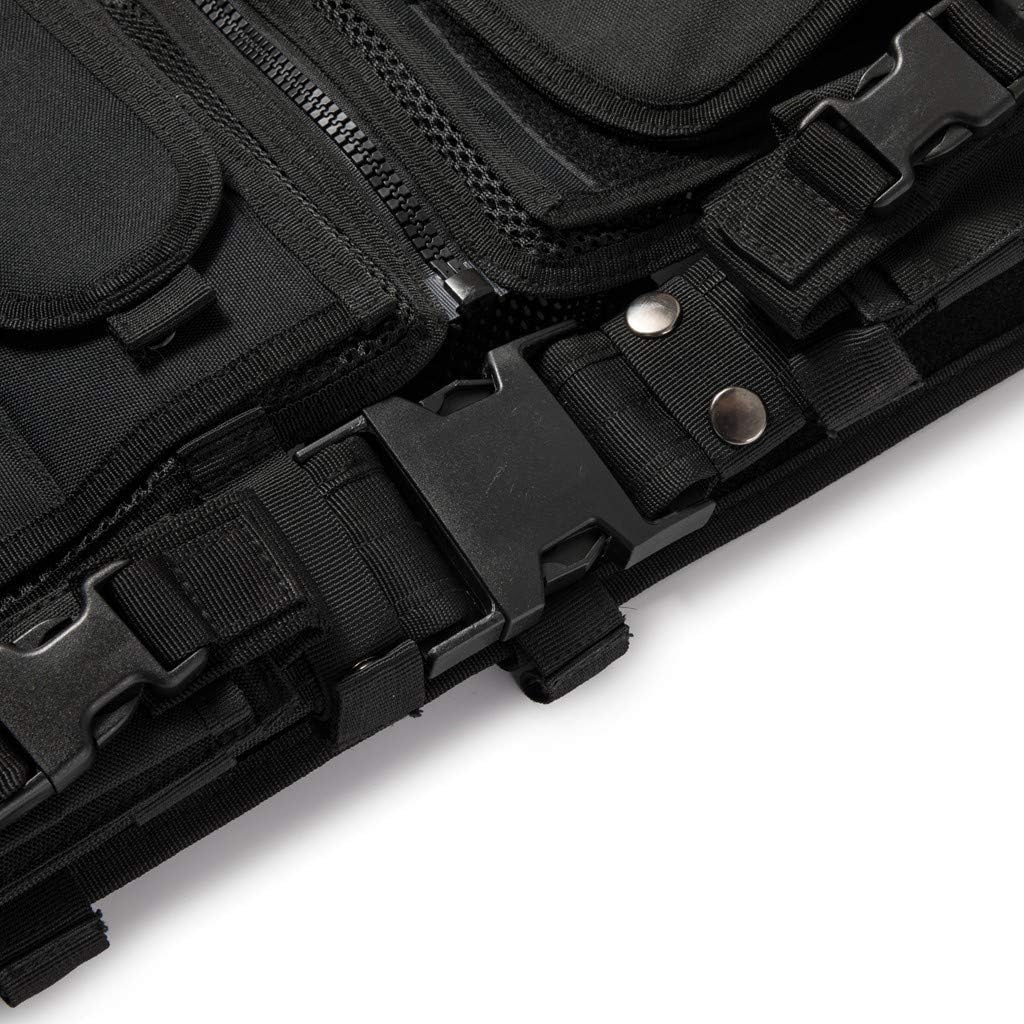 Tactical MOLLE Game Vest Adjustable Training Vest Detachable for Hunting Mountaineering Outdoors for Slim Person (Black)