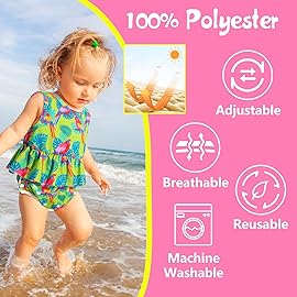 Babygoal Baby Girl and Boy Swim Diapers, Reusable Adjustable Washable One Size Fits 0-8M Baby Gifts and Swimming Lessons 3 Pack 3SD06