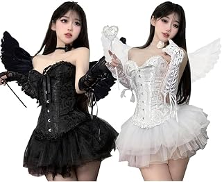 [COSSA] 天使 デビル コスプレ 小悪魔 3点セット エンジェル 吸血鬼 ハロウィン 衣装 大人 レディース 可愛い 羽根付き イベント 仮装パーティー