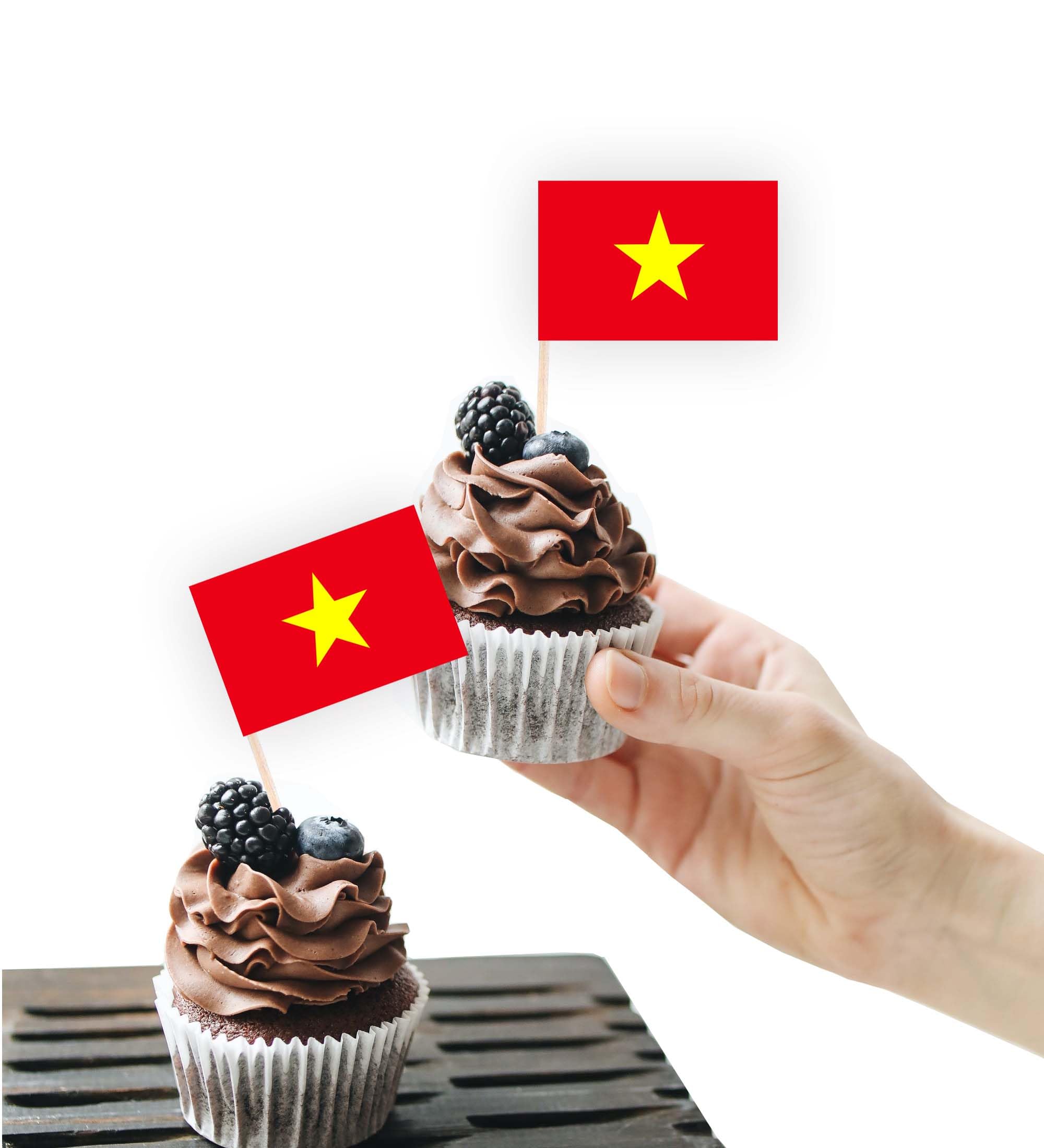 100PCS Vietnam Flag Cake Topper,Vietnamese Cupcake Stand For Party Decoration Supplies — image 1