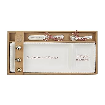 Mud Pie Circa Holiday Sectioned Tray Set, White, 4 1/2" x 13"