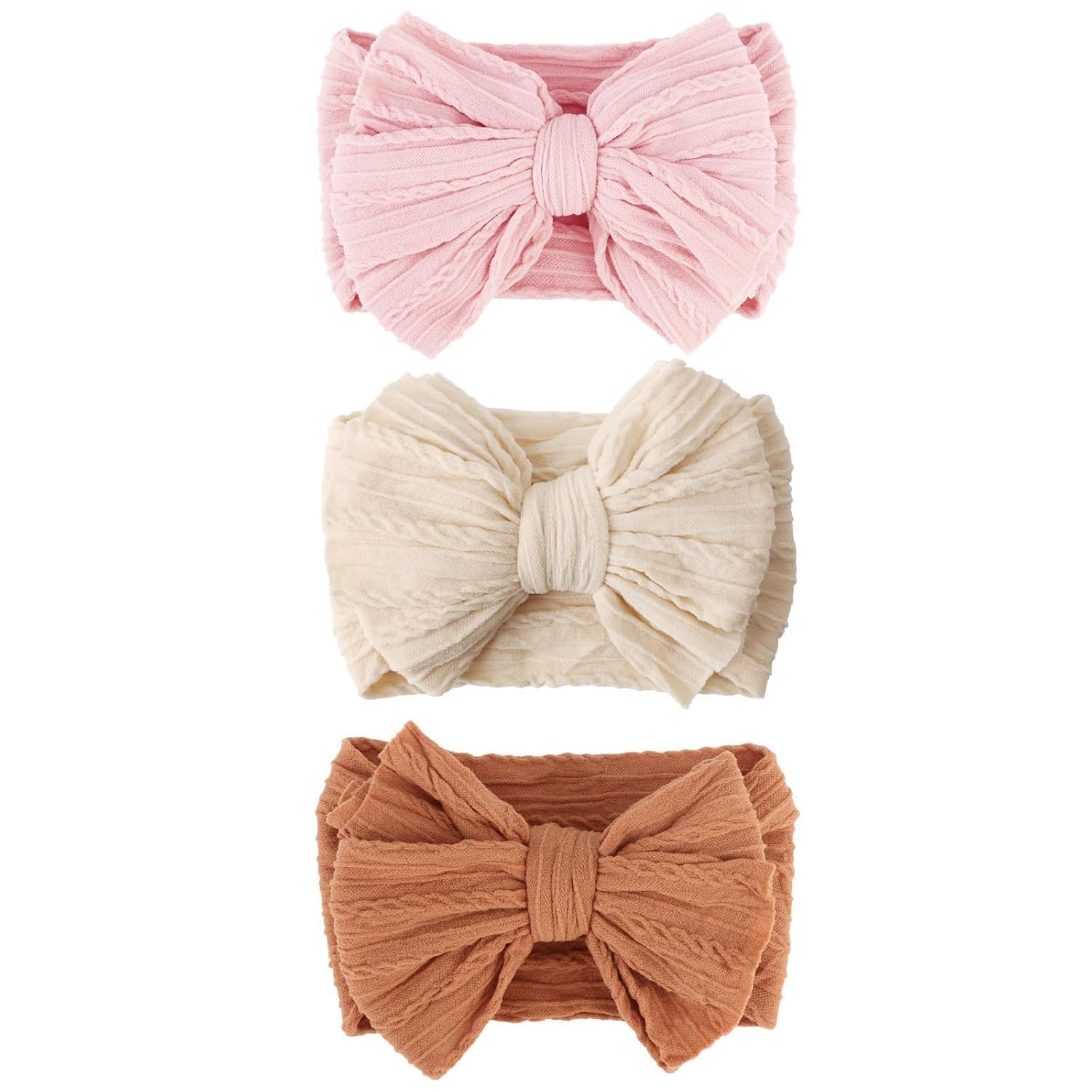 3Pcs Baby Girls Headbands 0-24 Months, Soft Stretch Nylon Hair Bands, Cute Flower Hair Accessories, Non-Slip Gentle Fit, No Hair Pull for Newborn, Infant & Toddler-image-26
