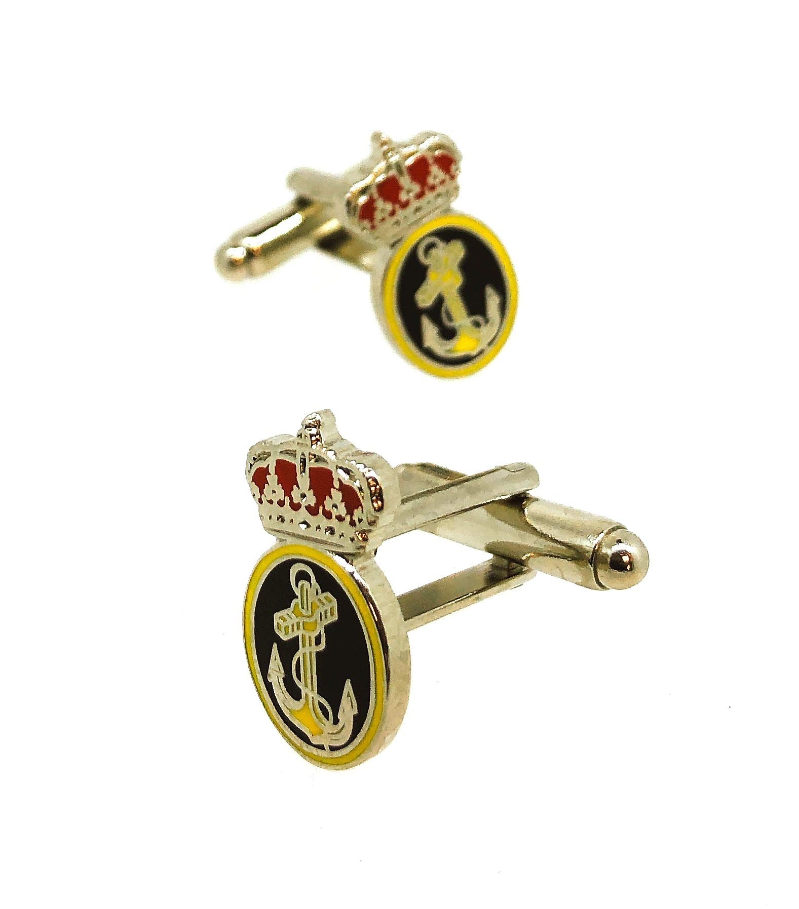 Gemelolandia | Gemelos de Camisa del Emblema de la Armada Española Acero Gemelos Originales Para Camisas | Para Hombres y Niños | Regalos Para Bodas, Comuniones, Bautizos y Otros Eventos