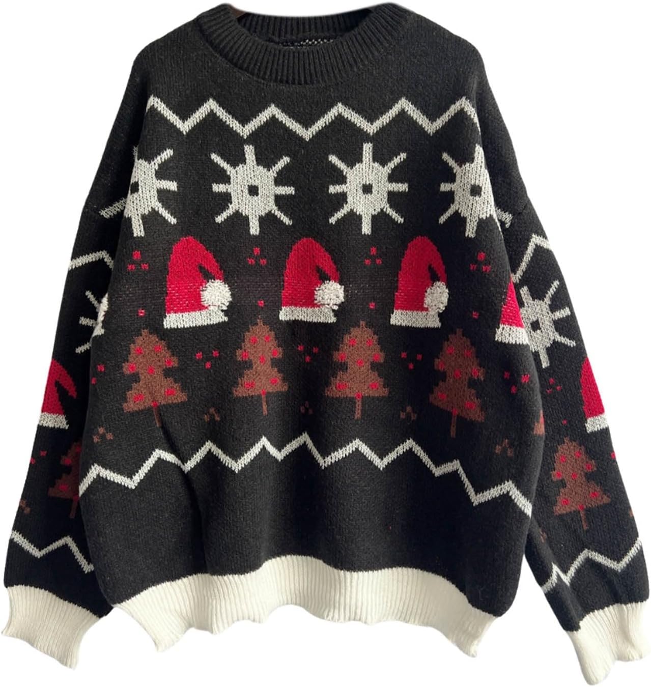 レディース 秋冬 クリスマスセーター ラウンドネック 長袖 プルオーバーセーター