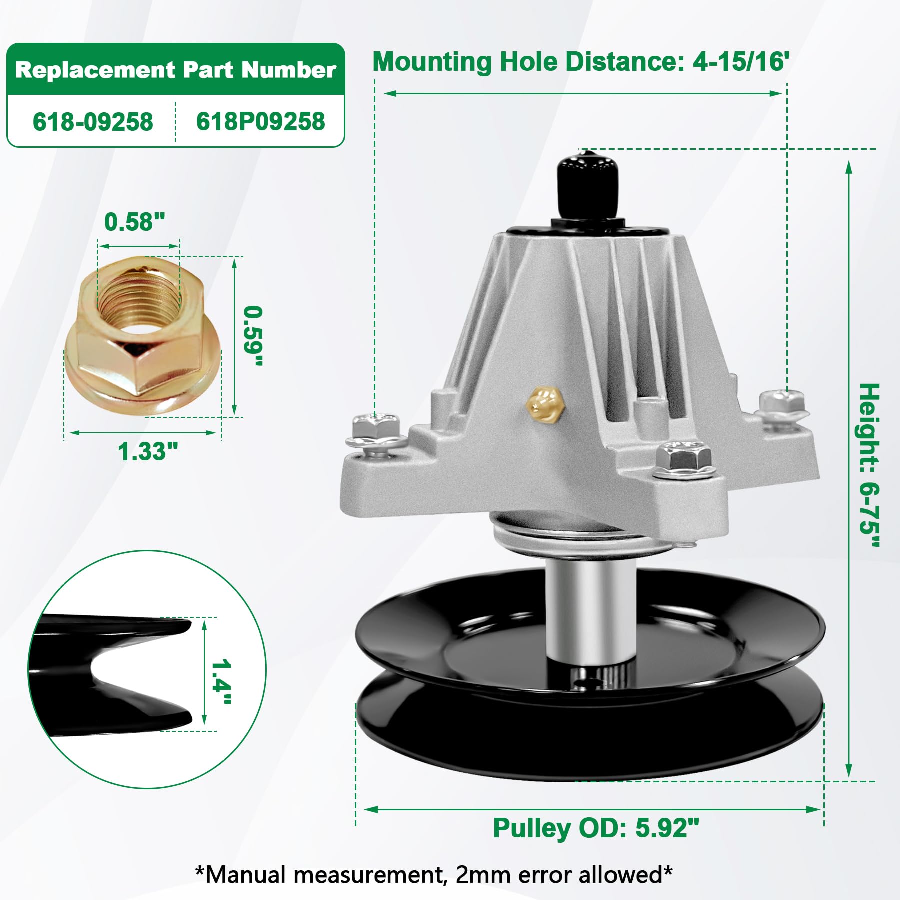 Amazon.com : 618-09258 Mower Deck Spindle Assembly Replaces