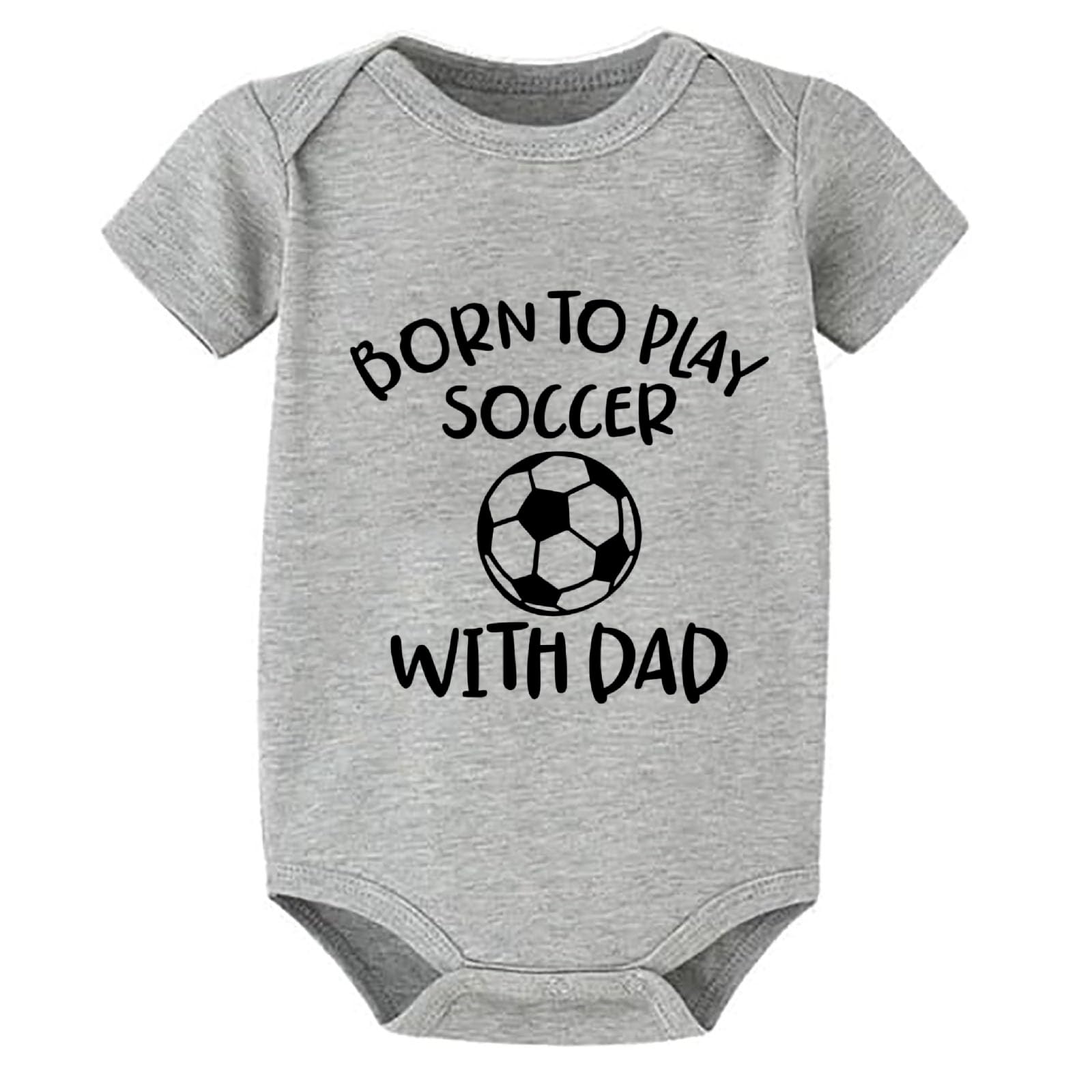WOOYONGING Born To Play Soccer With Dad Romper for Girls Short Sleeve Baby Girl Long Sleeve Romper White Baby Onsies0-3 Months