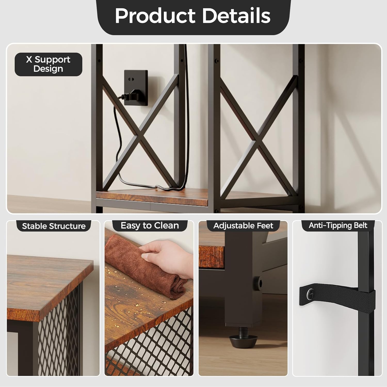 HavenlyYouth 10 Gallon Fish Tank Stand with Power Outlet, 3 Tier Aquarium Stand with Shelf, Turtle/Reptile Tank Stand for Home Office,Adjustable Boards, 20.47''L×11.42''W×30.91''H, Retro Brown