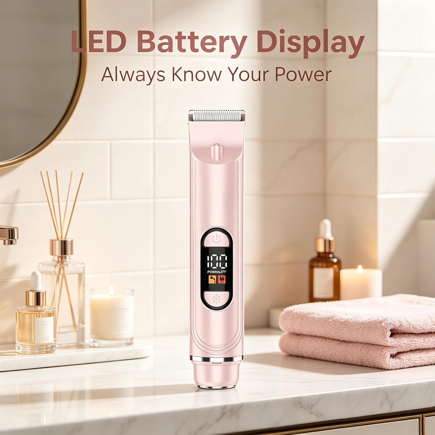 Women's Electric Razor, 4-in-1 Body Hair Remover with LED Display & Light, Waterproof Bikini Trimmer, Rechargeable Facial Hair Remover and Lady Shaver for Legs, Underarms & Body with 2 Heads