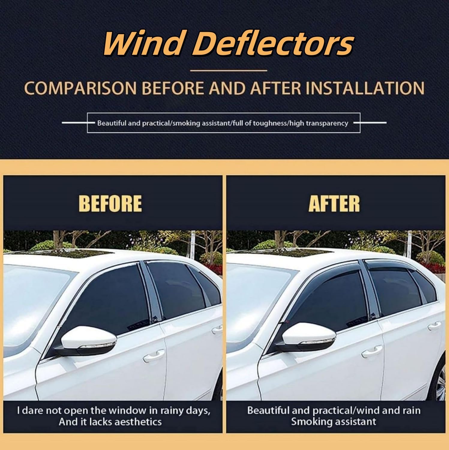 Automobili deflettori d’Aria lunotto Posteriore per Cadillac CT5 2020-2022, Deflettori Antipioggia Deflettori finestrini Deflettori Aria Laterali