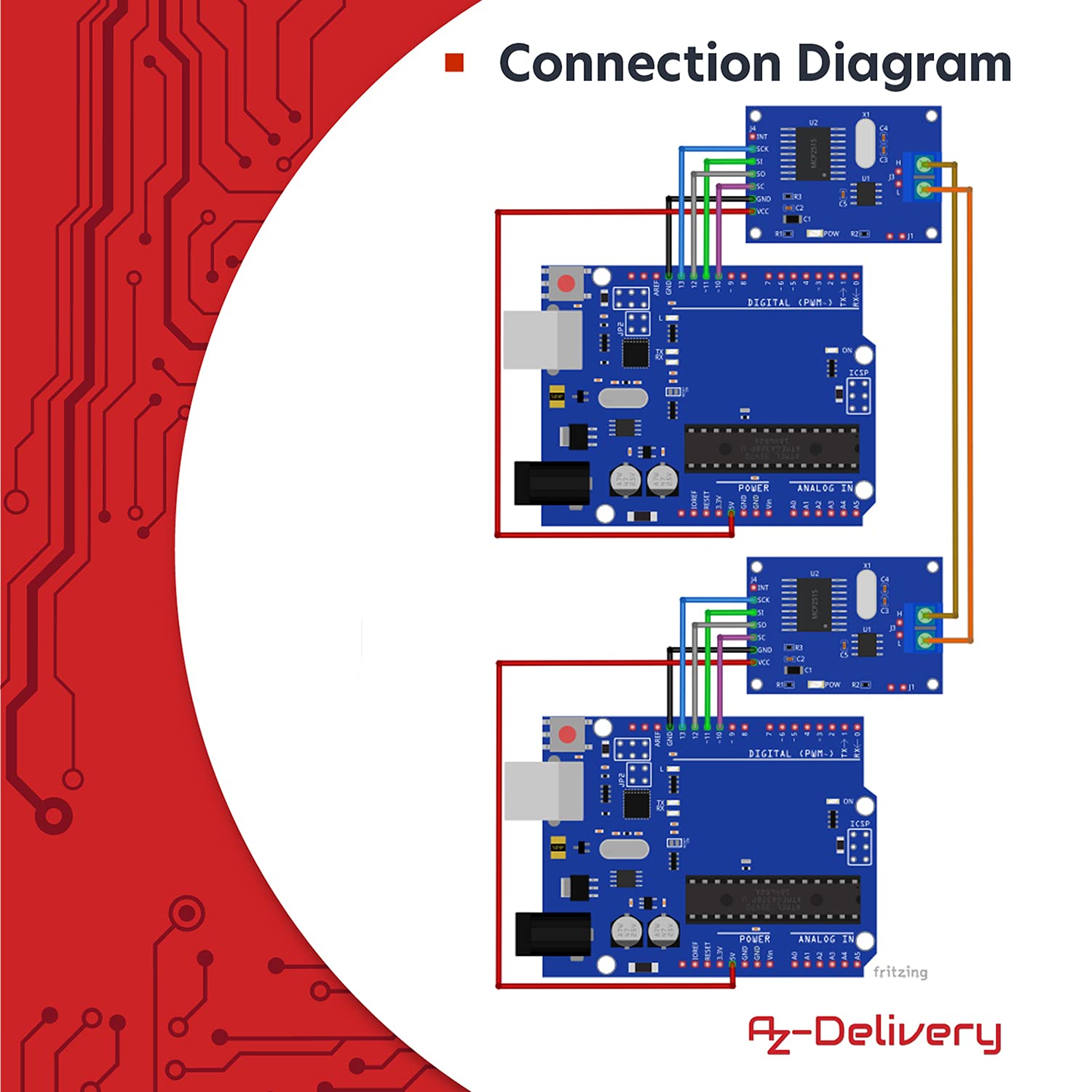 AZDelivery Modulo MCP2515 CAN Bus Shield SPI compatibile con Arduino incluso un E-Book!