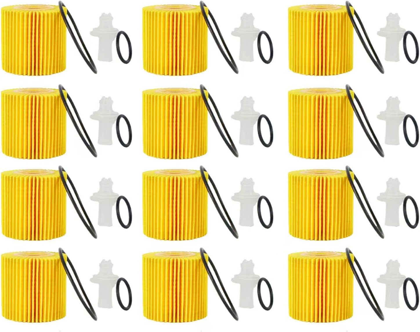 04152-YZZA1 Engine Oil Filter Kit compatible for Toyota Avalon Camry RAV4 Sienna Lexus ES300h ES350 IS200t RX350 RX450h and More Replace,04152-31090 (Yellow, 24PCS 04152-YZZA1)